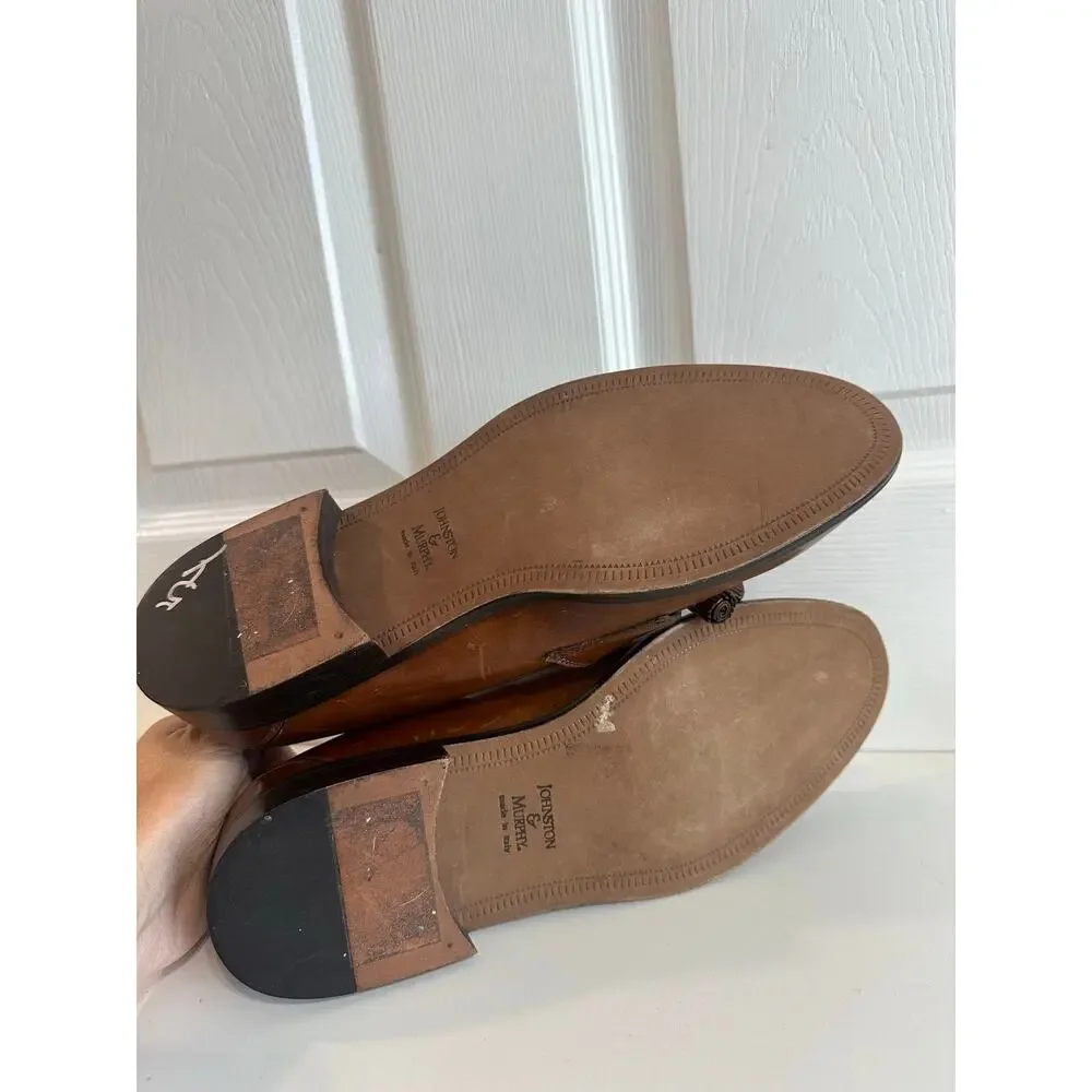 Johnston & Murphy Horner Tasseled Loafers Dress Shoes Sz 10 M Brown-Some Scuffs